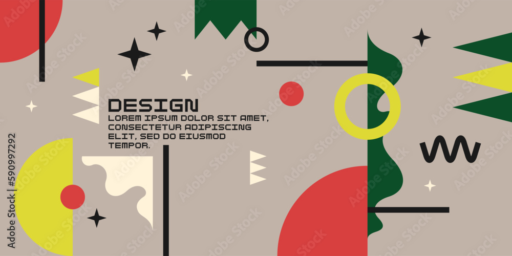 Poster modern geometric composition of various shapes. illustration for design. abstract background in the 