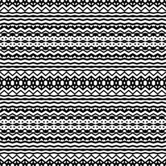 Vector geometric ornament in ethnic style. Seamless pattern with  abstract shapes. Black and white geometric  wallpaper. Repeating pattern for decor, textile and fabric.Abstraction art.