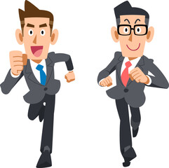走る二人のビジネスマン
