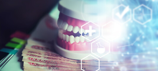 Dentist services concept. Take care of your mouth. Expensive dental center.