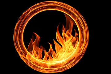 Fire in circle FIRE in the black background | Photoshop File overlay | fire sparks