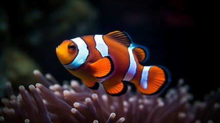 Naklejka na ściany i meble Stunning Clownfish Portrait in Reef Tank