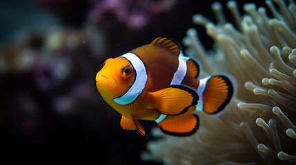 Fototapeta na wymiar Stunning Clownfish Portrait in Reef Tank