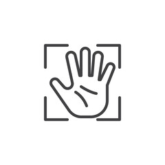 Obraz premium Hand palm biometric identity line icon