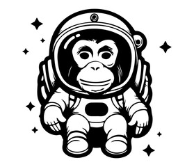 Monkey wearing an astronaut suit, monkey astronaut wear spacesuit and helmet.
