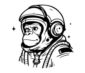 Monkey wearing an astronaut suit, monkey astronaut wear spacesuit and helmet.