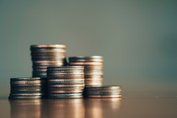 close-up of the coins stack for a financial business presentation background