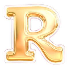 3d Letter R Gold Font