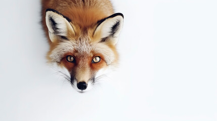 Banner with fox. Copy space, background. Generative AI.