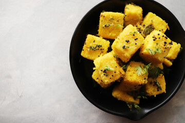 Indian chana Dal dhokla. Khaman dhokla is a famous dish of Gujarat. Made using rice, a healthy mix...