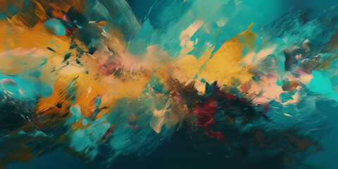 Naklejka na ściany i meble Abstract art turquoise dawn, Abstract expressionism, illustration, poster, background, texture