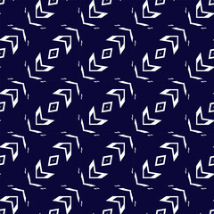 Seamless pattern of ethnic motif vector in black and white color. 