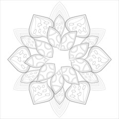 Decorative Doodle flowers in black and white for coloring book, cover or background. Hand drawn sketch for adult anti stress coloring page.-vector 