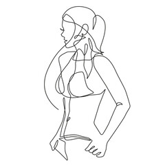 Abstract Woman Body Line Art Drawing. Female Figure Black Lines Drawing Minimalist Style. Woman Elegant Figure Continuous One Line Abstract Drawing. Vector Illustration