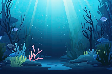 Fototapeta na wymiar Under water tropical fish background created with Generative AI technology