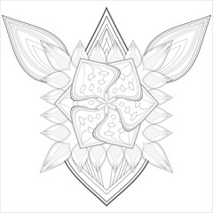 Coloring Books for adult. Hand drawn flowers in zentangle style for t-shirt design or tattoo and coloring book