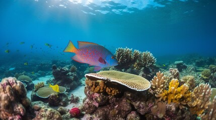 Fototapeta na wymiar Rainbow Fish and Coral Reef