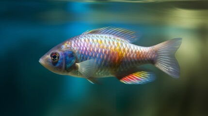 Graceful Rainbow Fish Swimming