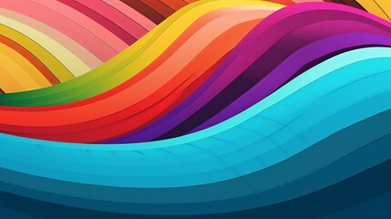 Line art image with abstract multicolored bend waves on blue background. Modern background design. Blurred fluid texture. Abstract artistic background. Ai illustration. Minimal design.