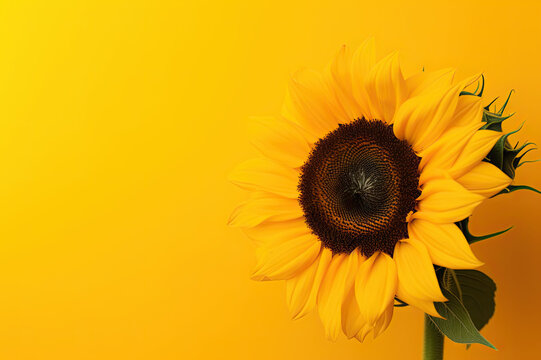 Yellow sunflowers background created with Generative AI technology