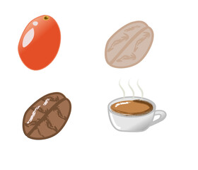 coffee beans and hot coffee 