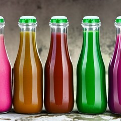 Bottles of Fruit and Vegetable Juice AI Generated