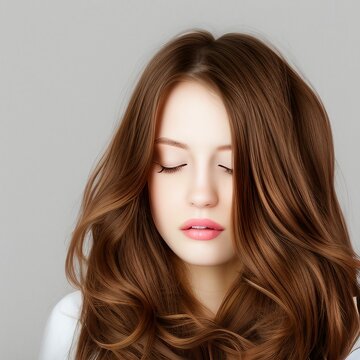 Close Up Image Of Long Brown Hair AI Generated, Not a Real Person, AI Generated Fictional person