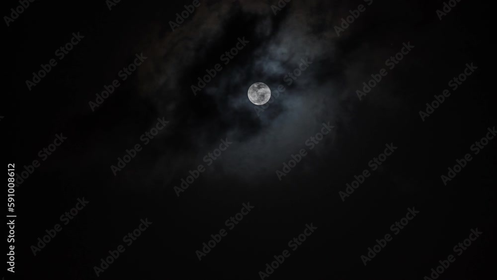 Canvas Prints timelapse of the full moon at night moving through the clouds
