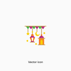 Ramadan oil lamp vector icon. Premium quality.