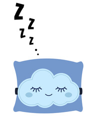Zzz sleep snore and cute kawaii pillow vector icon. Night sleepy noise sound illustration isolated on white background.