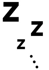 Zzz sleep snore text vector icon. Night sleepy noise sound illustration. Black relax sign isolated on white background.