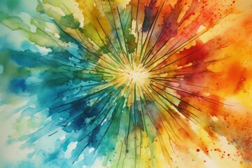Colorful abstract background with starburst pattern. Generative AI