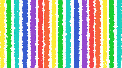 カラフルな虹色のクレヨン風ストライプ背景素材　16：9