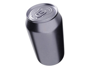3d rendering of a template, closed aluminum can without label on a transparent background