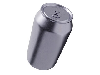 3d rendering of a template, closed metallic bottle without label on a transparent background