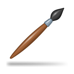 3D drawing brush in the form of an icon, a symbol of art and creativity. Vector illustration of a volumetric brush isolated on a white background