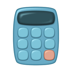 3d calculator in blue in the form of an icon, a mathematical tool to calculate the numbers of science and business, banking for financial transactions accounting and budgeting. Vector illustration