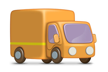 Small truck for fast express delivery. 3d render, courier shipping van, industry and business auto with body, vector illustration transportation logistics