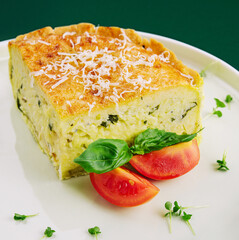 Tasty spinach tart and tomatoes