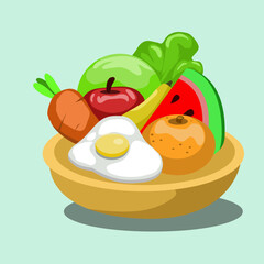 Healthy foods and fruits illustration design