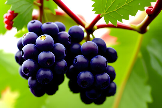 Berry of red grapes with dew drops