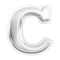 3d Letter C Silver Font