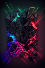 Colorful neon abstract background with geometric shapes