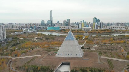 October 15, 2022 Astana, Republic of Kazakhstan: Landmark of the city Palace of Peace and Accord - Powered by Adobe