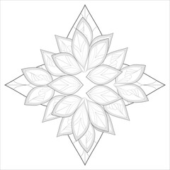 Hand Drawn Flowers for Adult Anti Stress of coloring page in Monochrome  Isolated on White Background.-vector