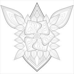 Hand Drawn Flowers for Adult Anti Stress of coloring page in Monochrome  Isolated on White Background.-vector