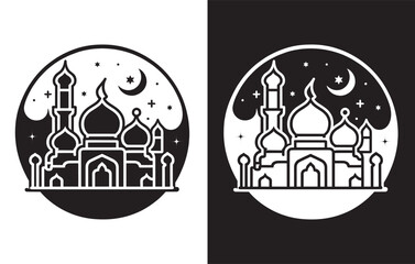 Eid Mubarak Muslim icon vector, Ramadan Kareem, Greeting icons, Premium Eid Mubarak outline icons vector