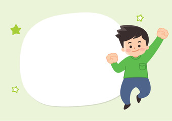 若い男性と吹き出しのイラストセット