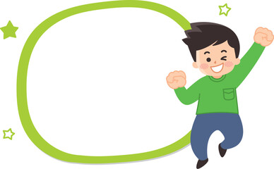 若い男性と吹き出しのイラストセット