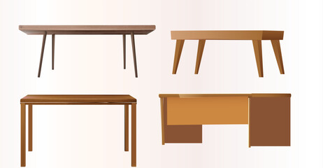 Office desk, Table, wood desk vector